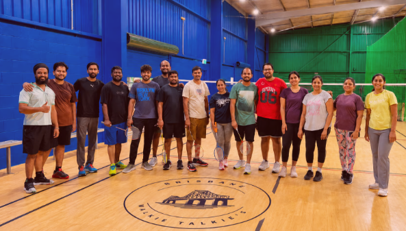 NBSS badminton team on court